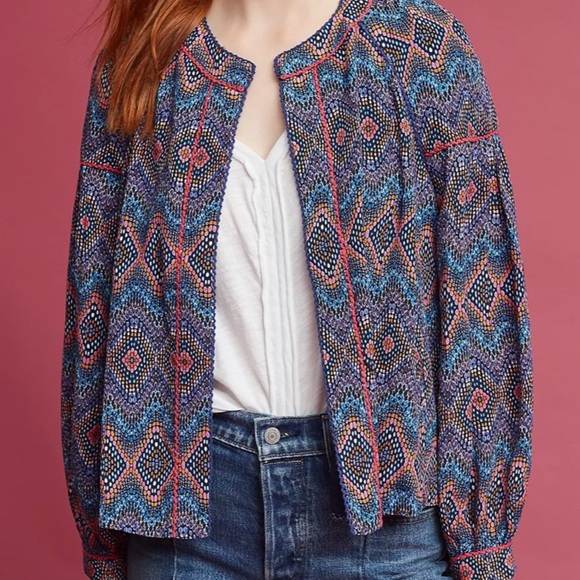 Blank London Cynthia Open Front Jacket Blue Print - Picture 2 of 9